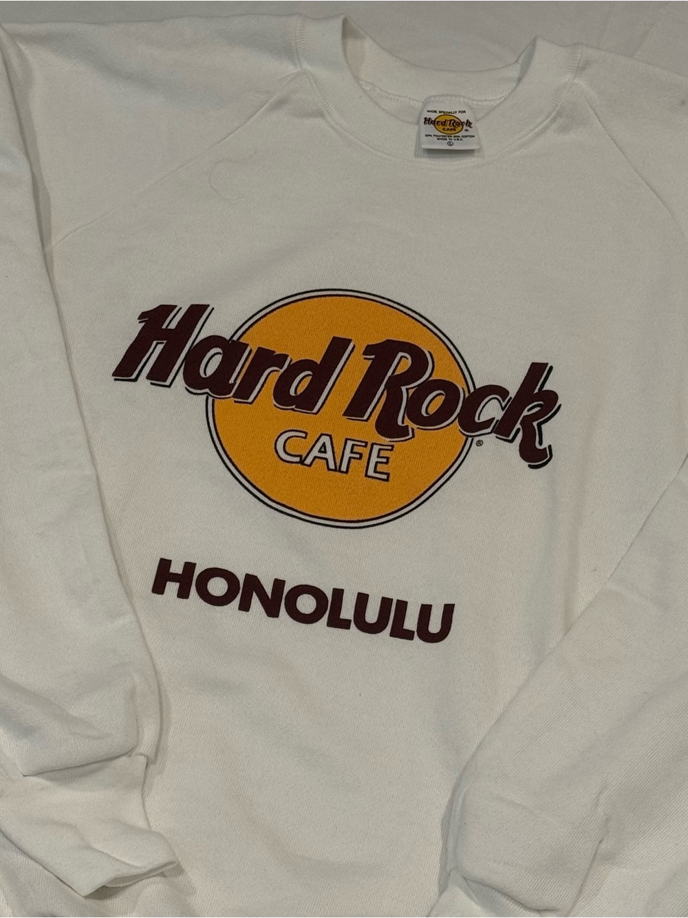 Vintage Hard Rock Cafe Honolulu Crewneck Sweatshirt L Made In USA 80s Raglan
